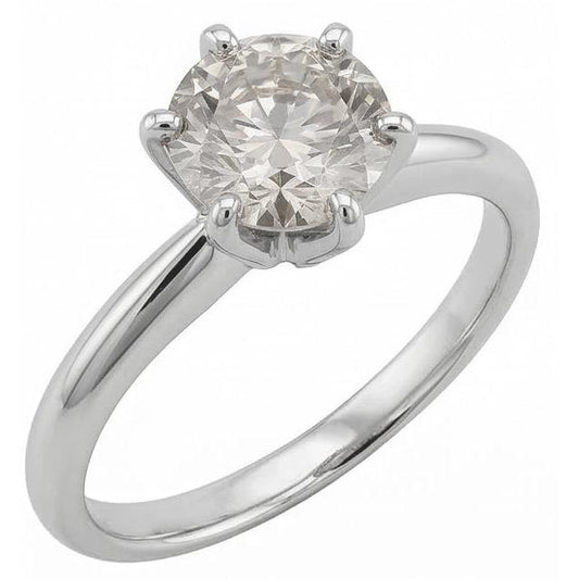 1 Karat runder natürlicher Aus der Erde Abgebauter Natürlicher Diamant-Solitär-Verlobungsring aus 14 Karat Weißgold, neu