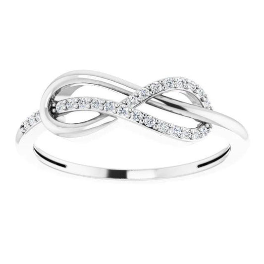 1 Karat verdrehter Natürliche Diamant Infinity Ring Weißgold 14K