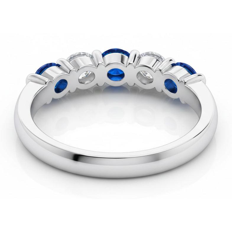 1.25 Ct Ceylon Saphir mit Aus der Erde Abgebauter Natürlicher Diamanten Fünf-Stein-Ring Gold14K