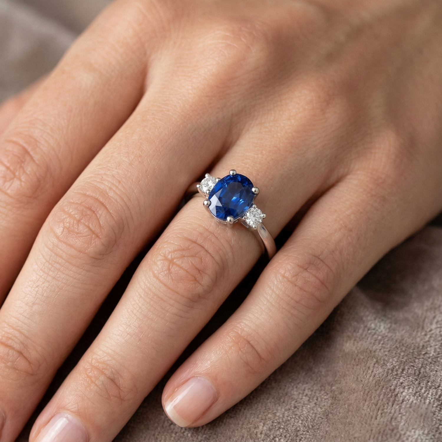 echter oval diamant 1.70Karat ring mit Diamantbesatz