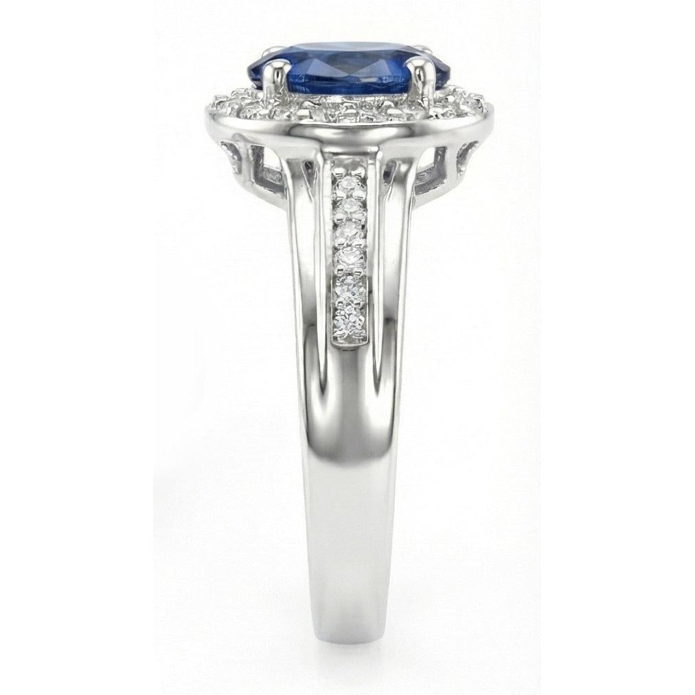 1.80 Karat srilankischer Saphir und runder Aus der Erde Abgebauter Natürlicher Diamanten Ring 14K Weißgold