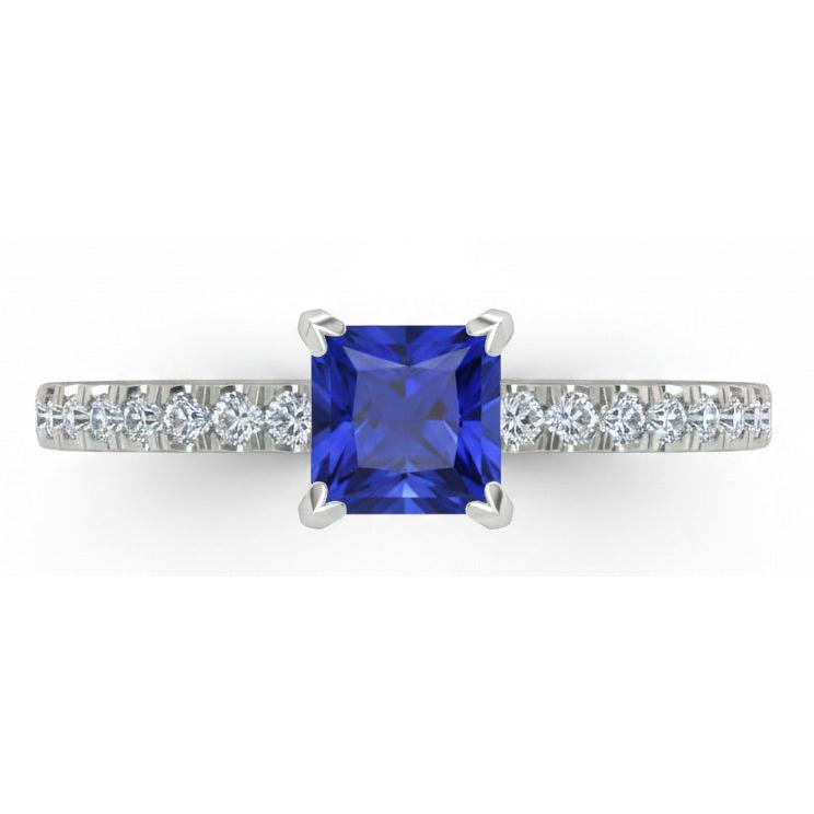 1.90 Kt. Sri Lanka Blauer Saphir Aus der Erde Abgebauter Natürlicher Diamant-Verlobungsring Weißgold 14K