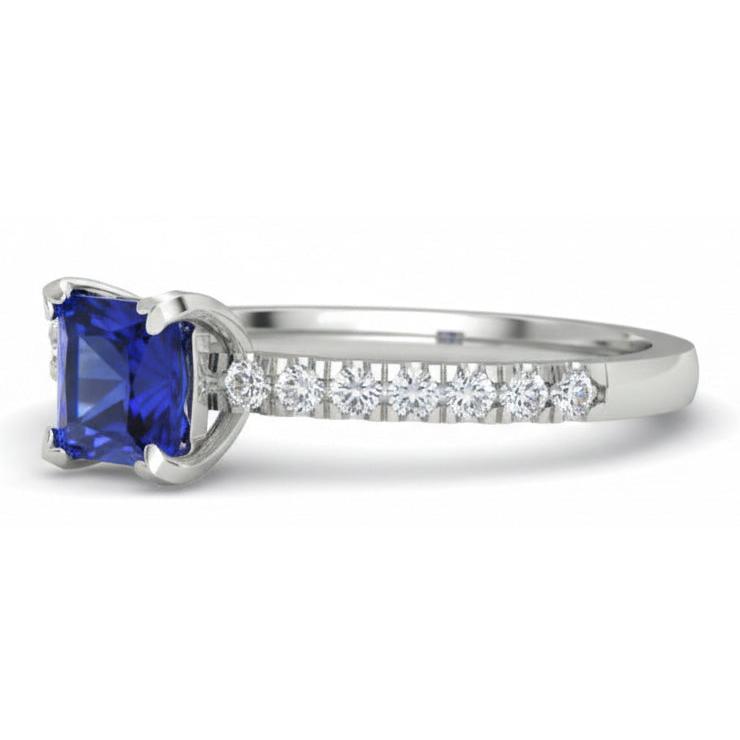 1.90 Kt. Sri Lanka Blauer Saphir Aus der Erde Abgebauter Natürlicher Diamant-Verlobungsring Weißgold 14K