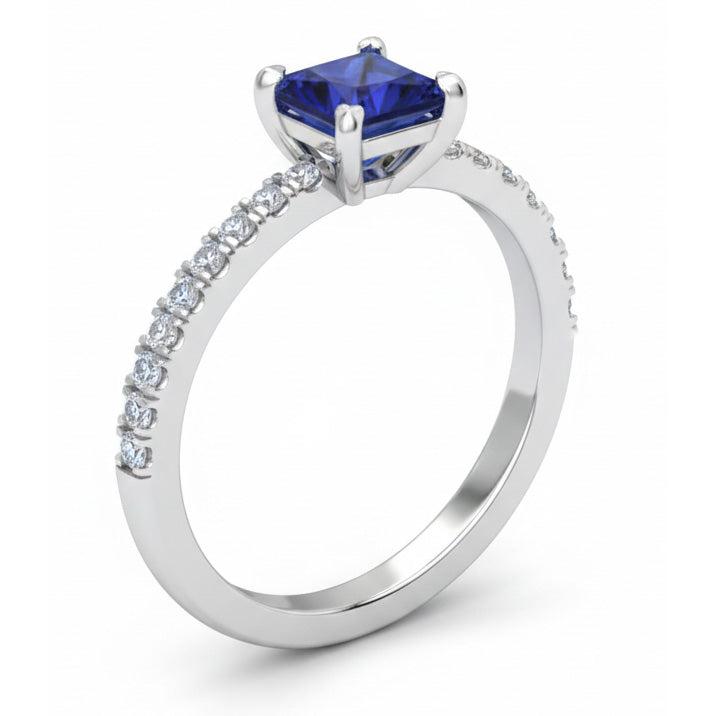 1.90 Kt. Sri Lanka Blauer Saphir Aus der Erde Abgebauter Natürlicher Diamant-Verlobungsring Weißgold 14K