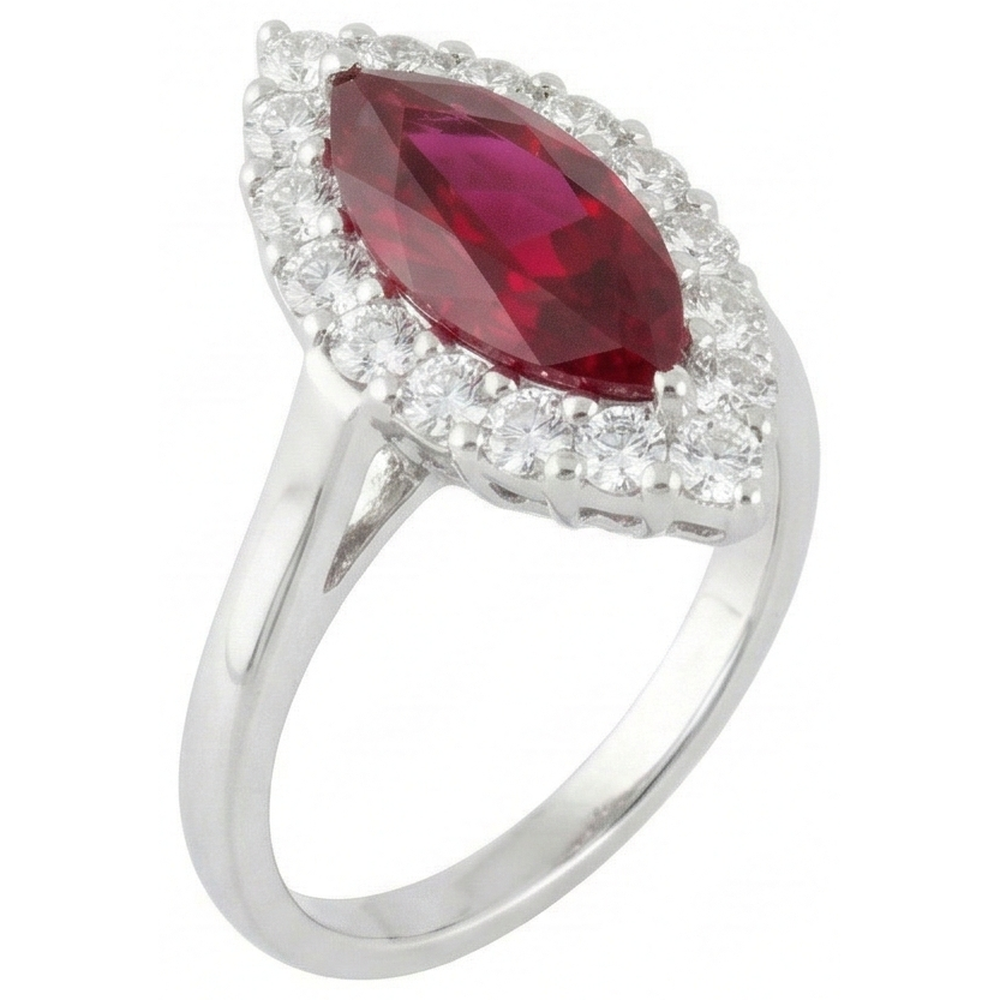 10.50 Karat Aus der Erde Abgebauter Natürlicher Diamant mit rotem Rubin Edelstein Ring Weißgold 14K