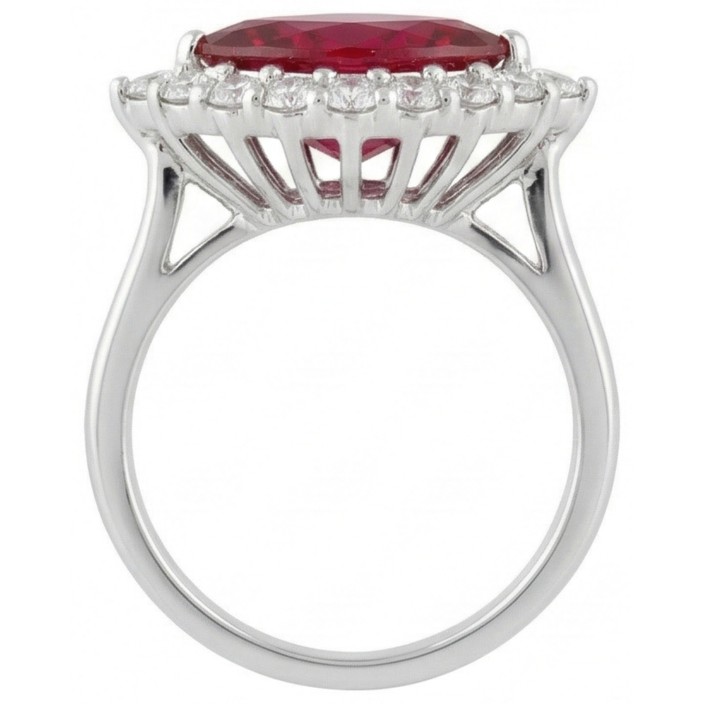 10.50 Karat Aus der Erde Abgebauter Natürlicher Diamant mit rotem Rubin Edelstein Ring Weißgold 14K