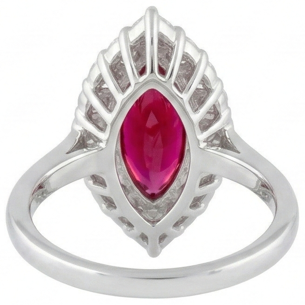 10.50 Karat Aus der Erde Abgebauter Natürlicher Diamant mit rotem Rubin Edelstein Ring Weißgold 14K