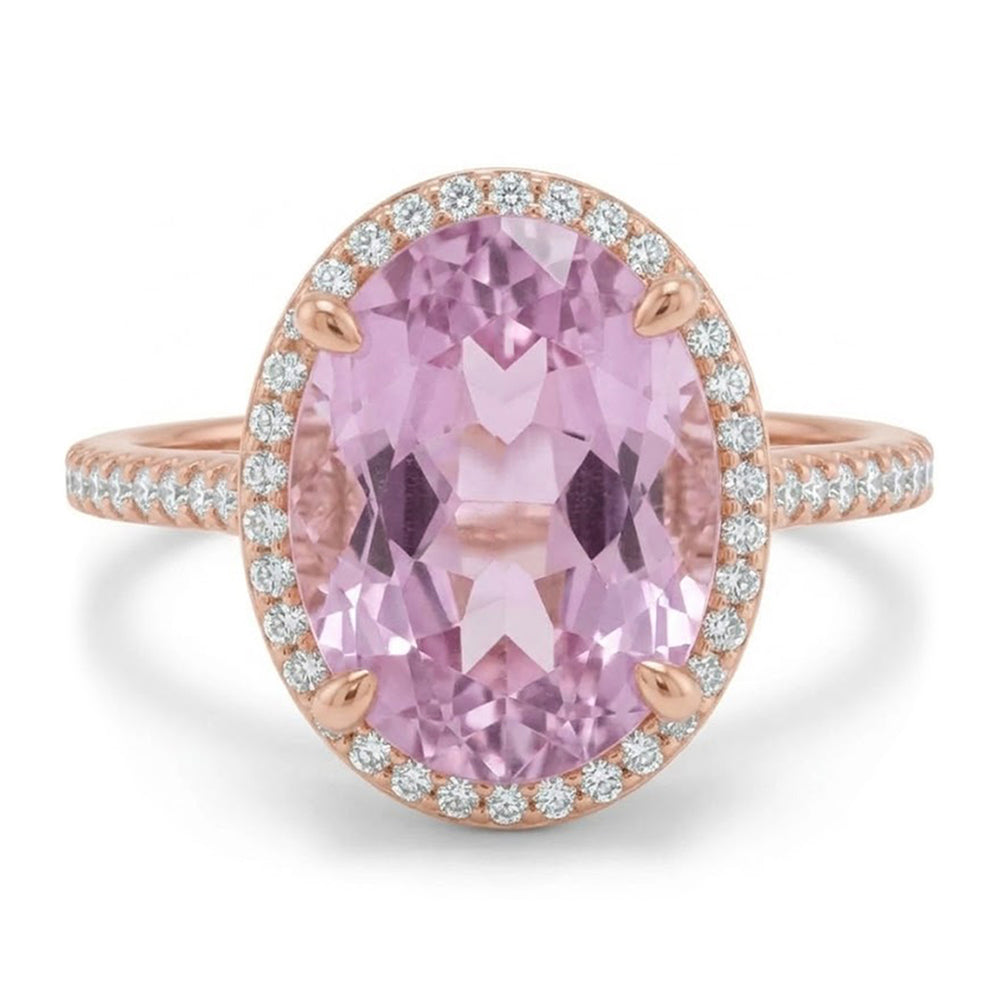 10.50 Karat rosa Kunzit Ring aus massivem Roségold Schmuck