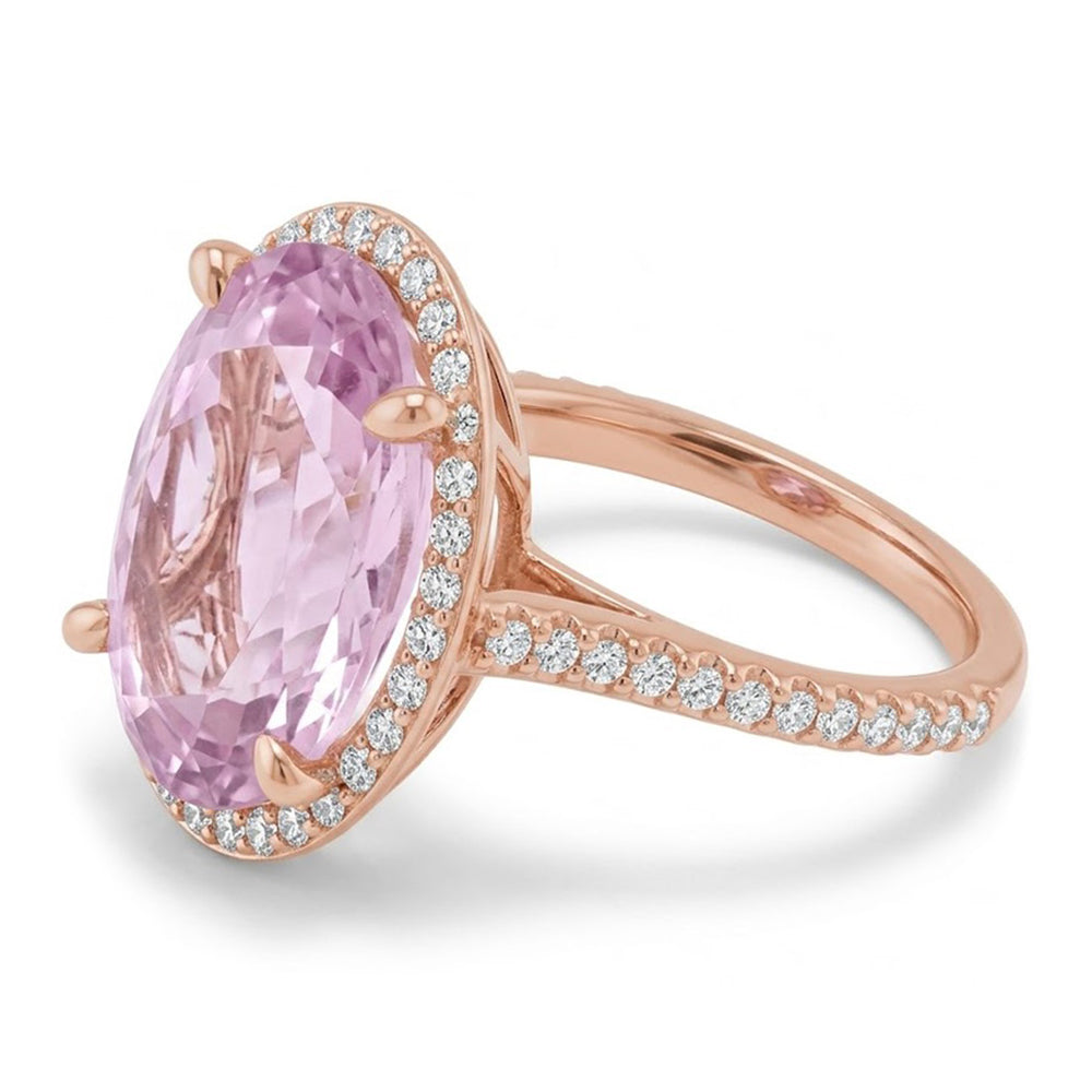 10.50 Karat rosa Kunzit Ring aus massivem Roségold Schmuck