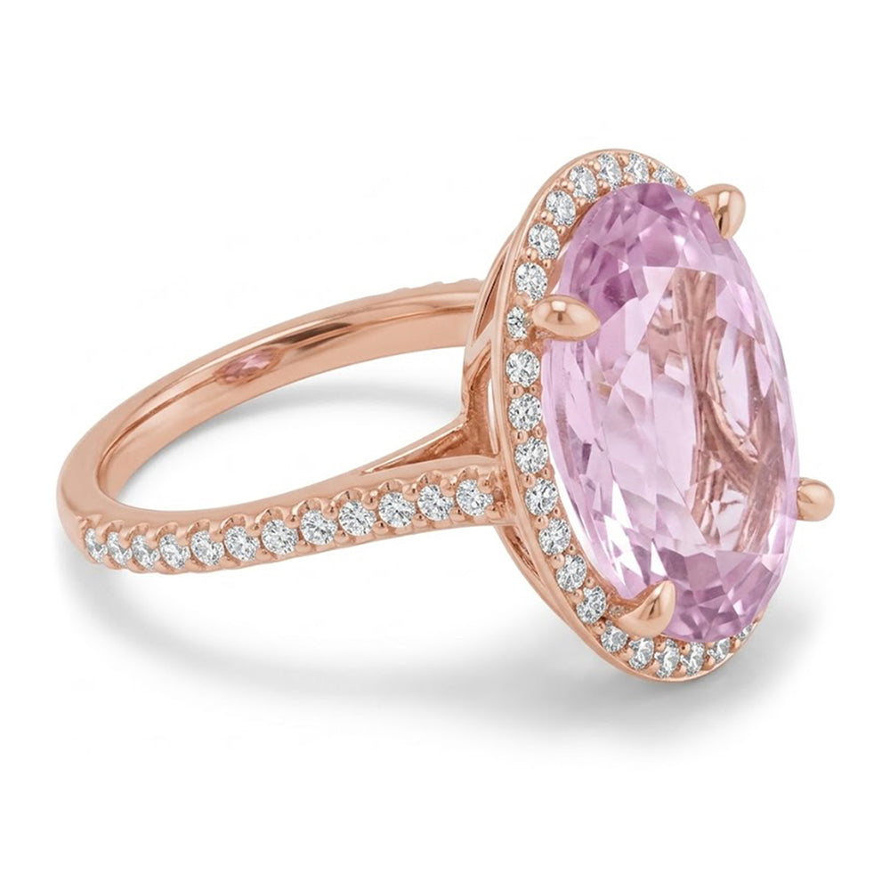 10.50 Karat rosa Kunzit Ring aus massivem Roségold Schmuck