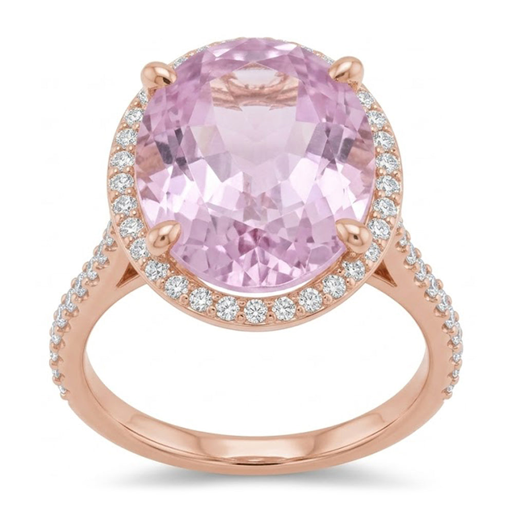 10.50 Karat rosa Kunzit Ring aus massivem Roségold Schmuck