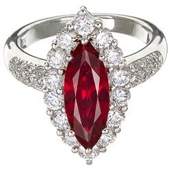 10.50 ct Roter Rubin Marquise Schliff Mit Aus der Erde Abgebauter Natürlicher Diamant Ring Weißgold 14K