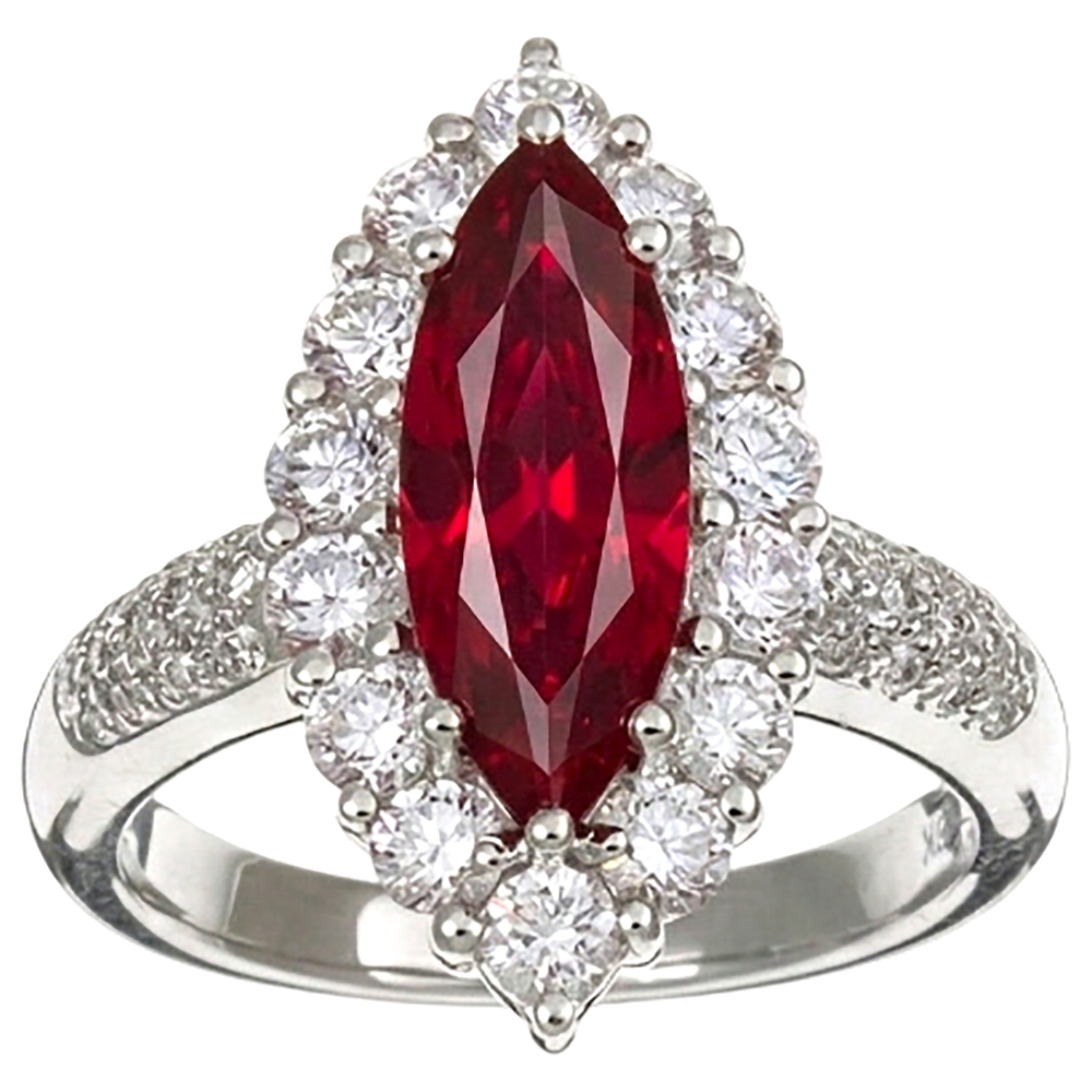 10.50 ct Roter Rubin Marquise Schliff Mit Aus der Erde Abgebauter Natürlicher Diamant Ring Weißgold 14K