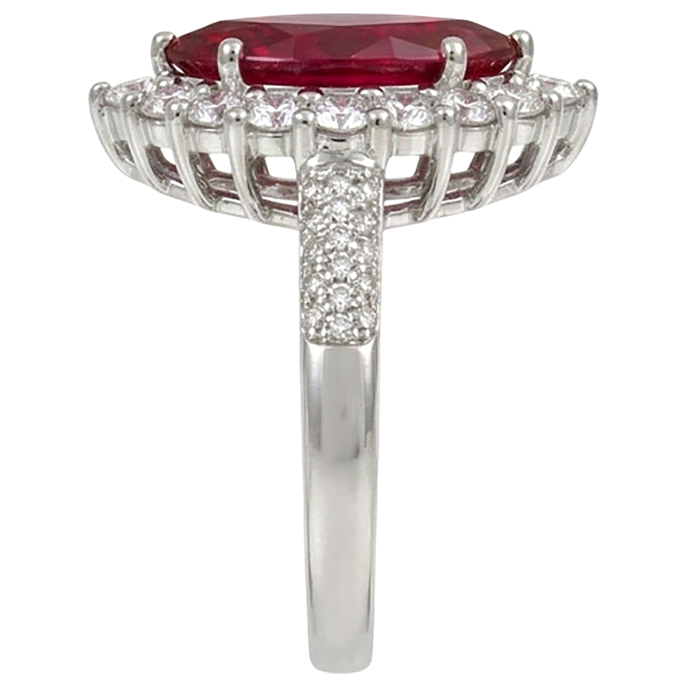 10.50 ct Roter Rubin Marquise Schliff Mit Aus der Erde Abgebauter Natürlicher Diamant Ring Weißgold 14K