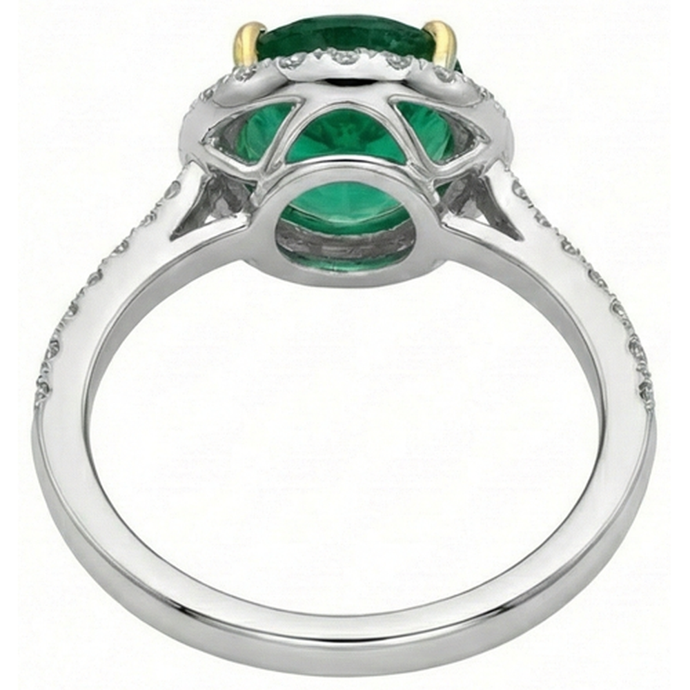 10 Karat Ovaler grüner Smaragd und runder Aus der Erde Abgebauter Natürlicher Diamantring Feiner Schmuck