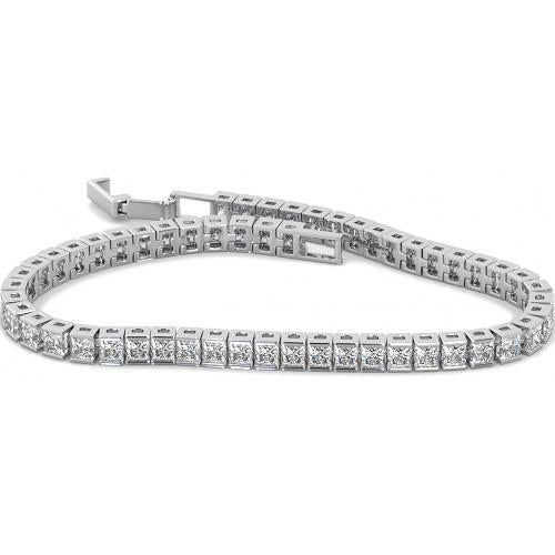 10 Karat Princess Cut Echt Diamants Channel Set Armband Weißgold