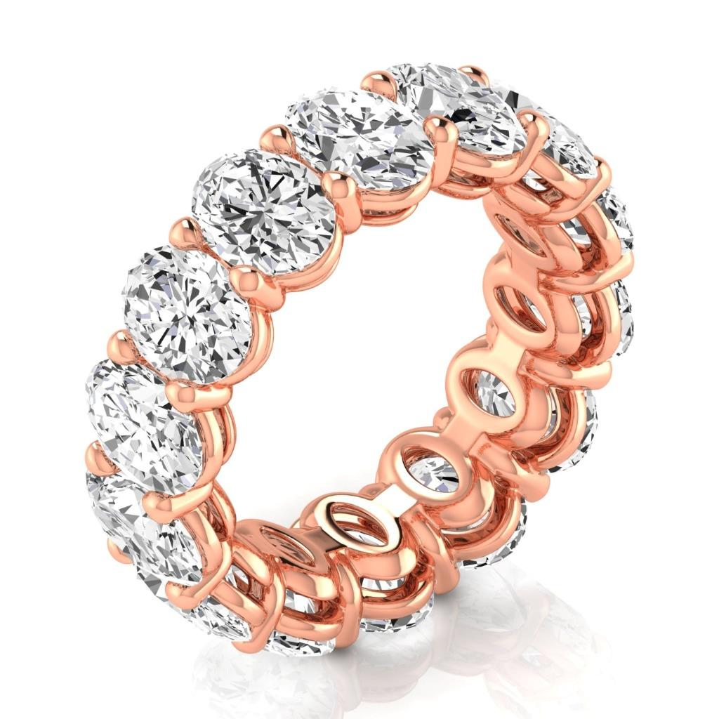 Oval-Schliff Edler Diamant Ring in 14K Roségold – Hauptansicht