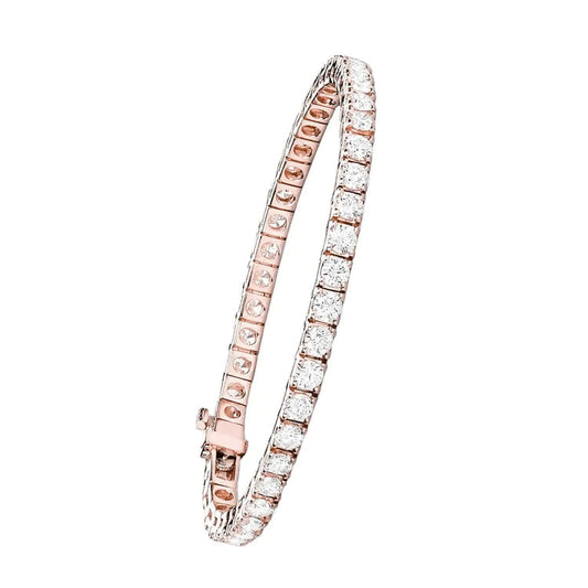 10,12 Kt Roségold Rundschliff Echt Diamant Damen Tennis Armband Schmuck