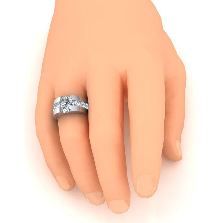 10K Gold Herren Ring Kissen Rund Diamant Labor Gezüchtet