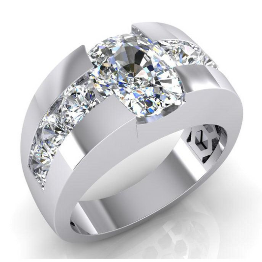 10K Gold Herren Ring Kissen Rund Diamant Labor Gezüchtet