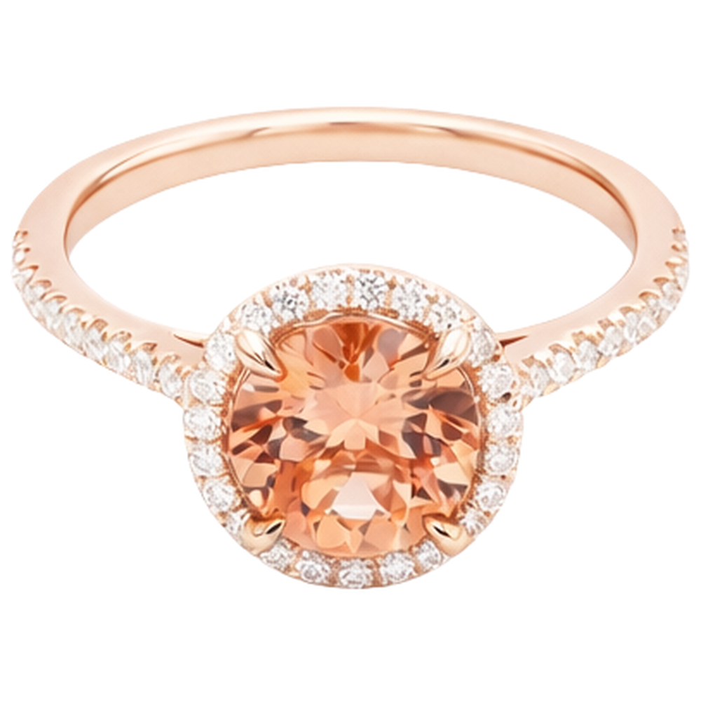 10,75 ct Solitär mit Akzent Morganit und Aus der Erde Abgebauter Natürlicher Diamanten Ring Gold 14K