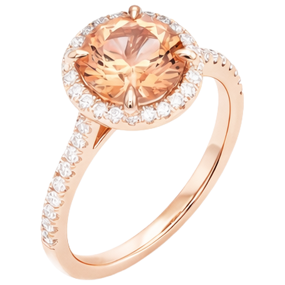 10,75 ct Solitär mit Akzent Morganit und Aus der Erde Abgebauter Natürlicher Diamanten Ring Gold 14K