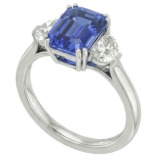 11 Carat Saphirring im Smaragdschliff
