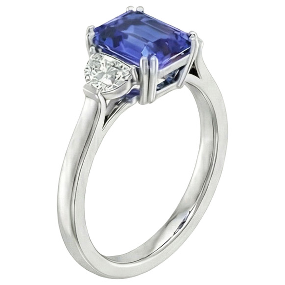 11 Carat Saphirring im Smaragdschliff