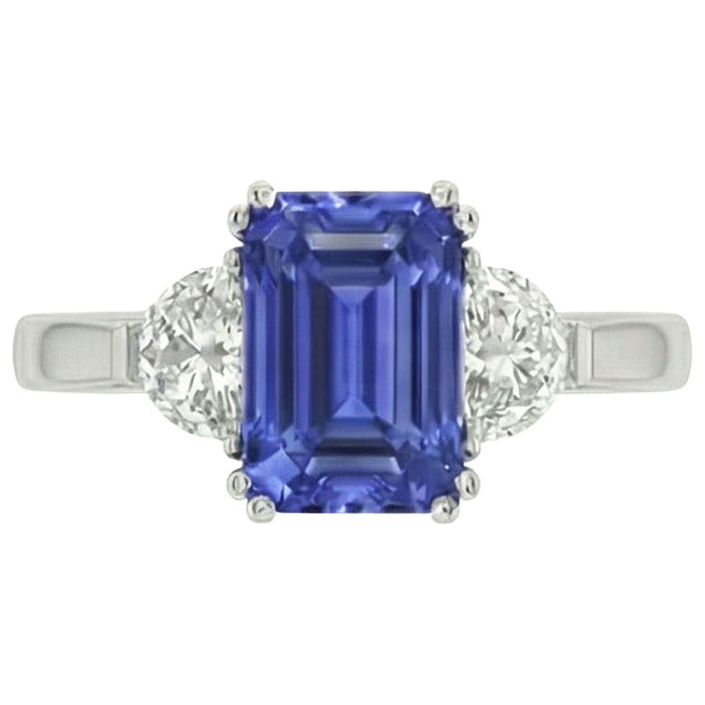 11 Carat Saphirring im Smaragdschliff