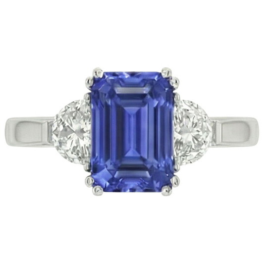 11 Carat Saphirring im Smaragdschliff