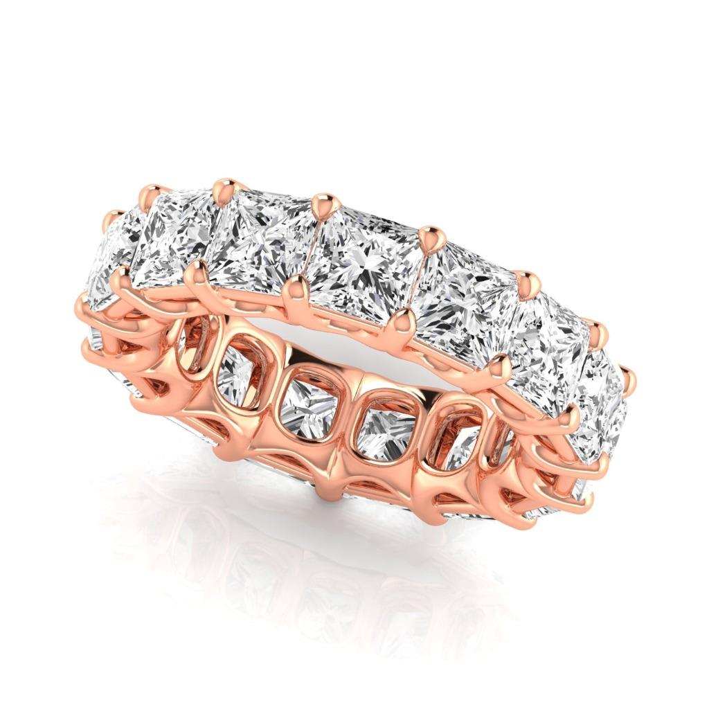 Prinzess-Schliff Edler Diamant Ring in 14 Karat Roségold – Seitenansicht