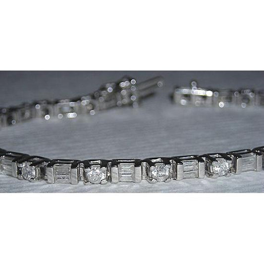 11,40 ct.  Echt Diamant Tennisarmband WG Baguettes & Runde Diamanten