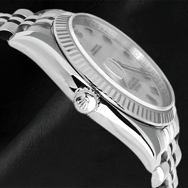 116234 Rolex-Uhr mit weißem Perlmutt-Zifferblatt und arabischem Zifferblatt, 36 mm