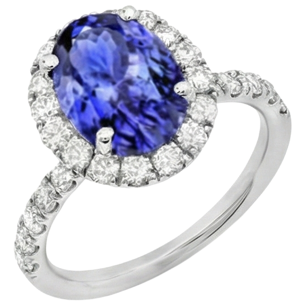 echter oval tansanit 11.25Karat ring Draufsicht
