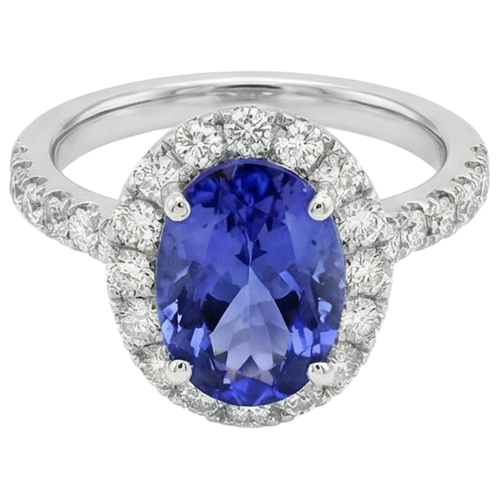 echter oval tansanit 11.25Karat ring Profilansicht