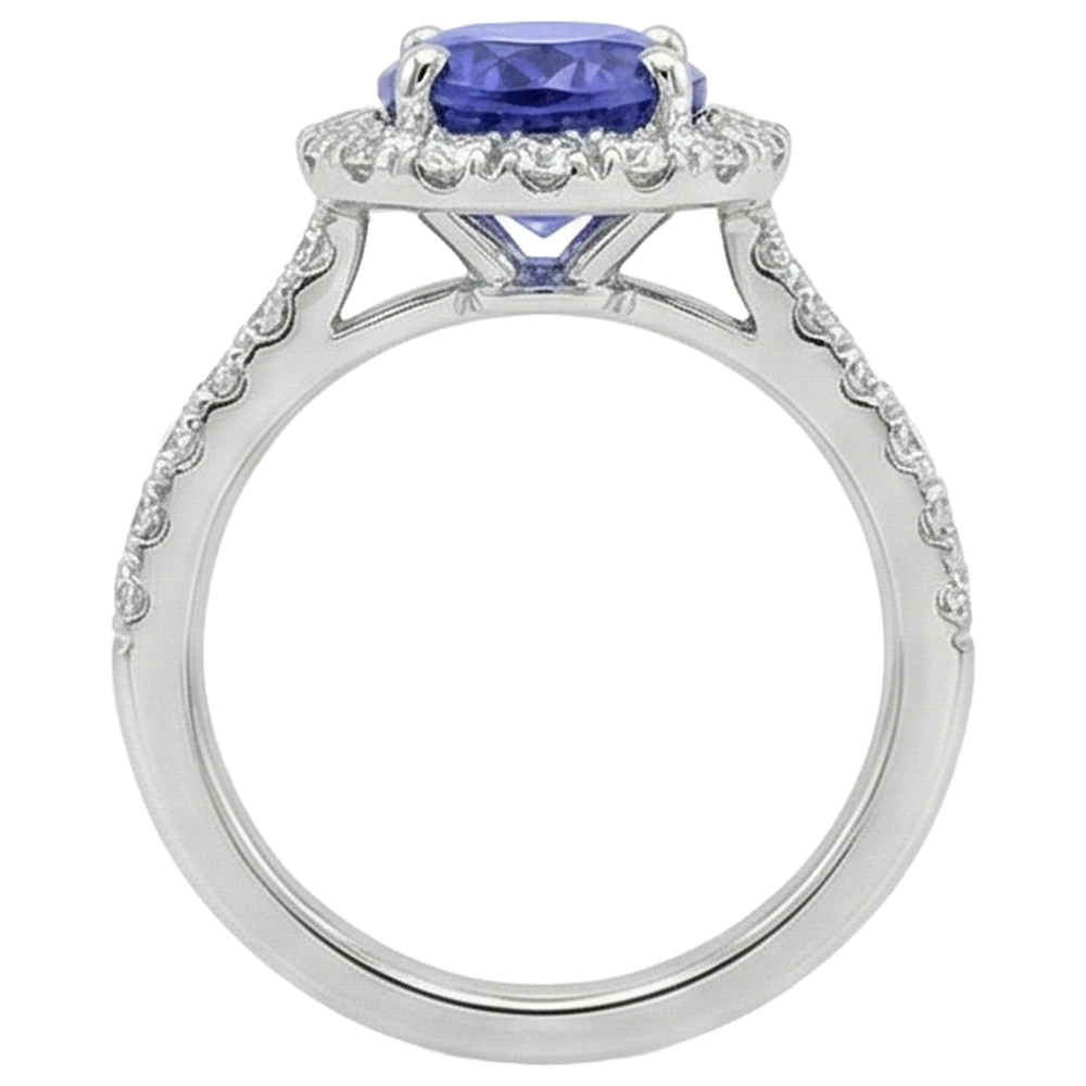 echter oval tansanit 11.25Karat ring mit Diamantbesatz