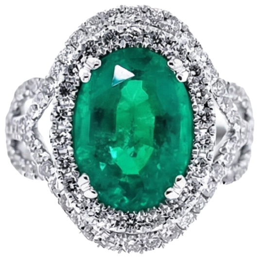echter oval smaragd 11.25Karat ring Seitenansicht