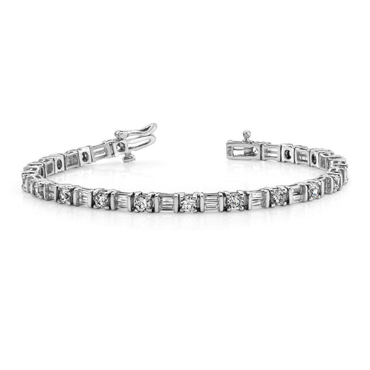 11.40 ct rundes & Baguette-Zinkenkanal-Set Echt Diamant-Tennisarmband