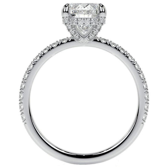 Old Mine Cut Brillant Ring in 14 Karat Weißgold – Frontansicht