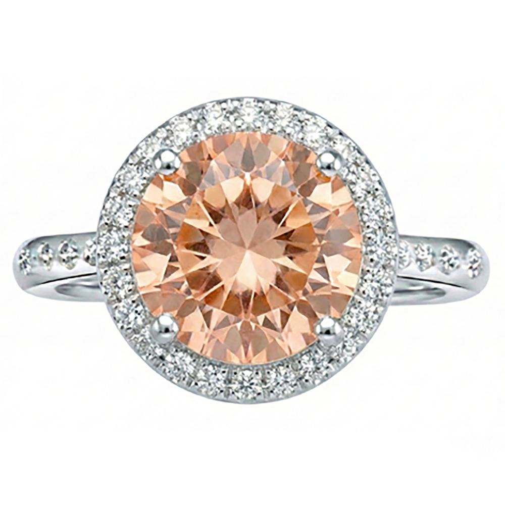 12.85 ct Brillantschliff Morganit und Aus der Erde Abgebauter Natürlicher Diamanten Jubiläumsring Gold