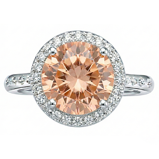 12.85 ct Brillantschliff Morganit und Aus der Erde Abgebauter Natürlicher Diamanten Jubiläumsring Gold