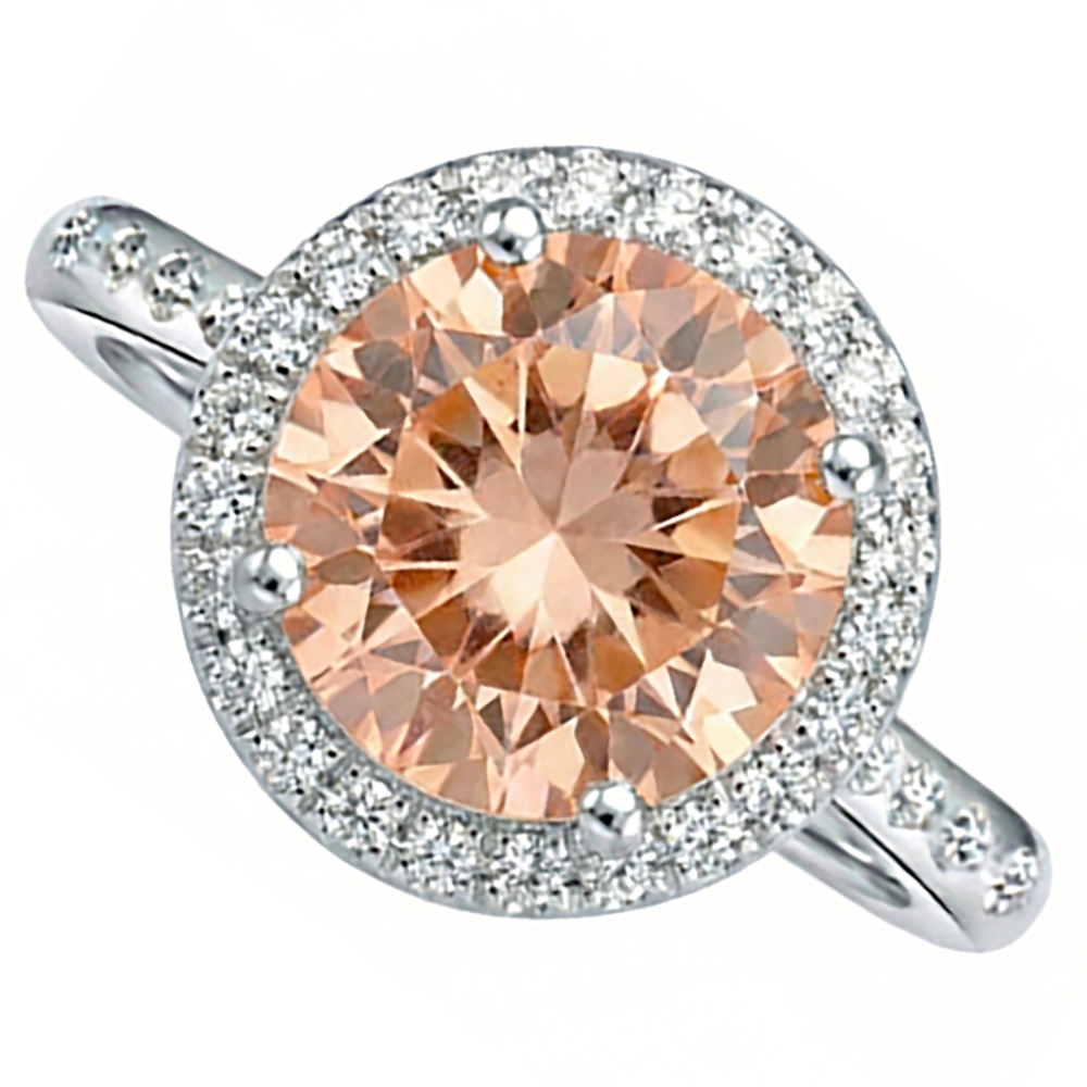 12.85 ct Brillantschliff Morganit und Aus der Erde Abgebauter Natürlicher Diamanten Jubiläumsring Gold