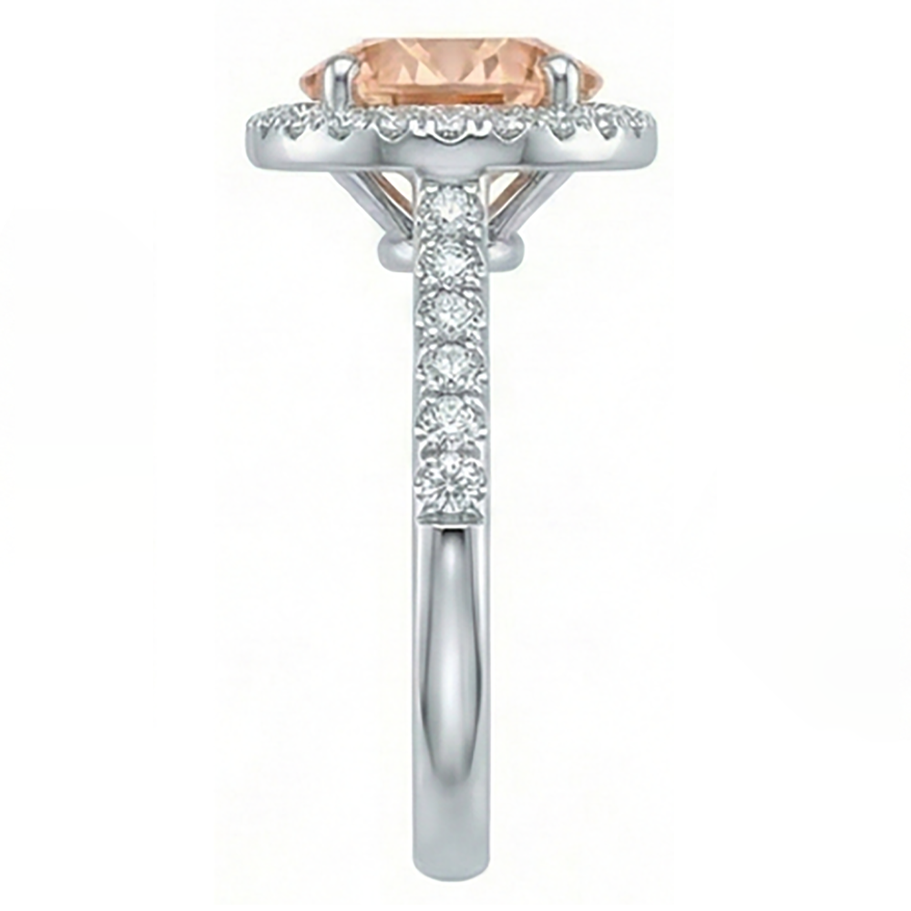 12.85 ct Brillantschliff Morganit und Aus der Erde Abgebauter Natürlicher Diamanten Jubiläumsring Gold
