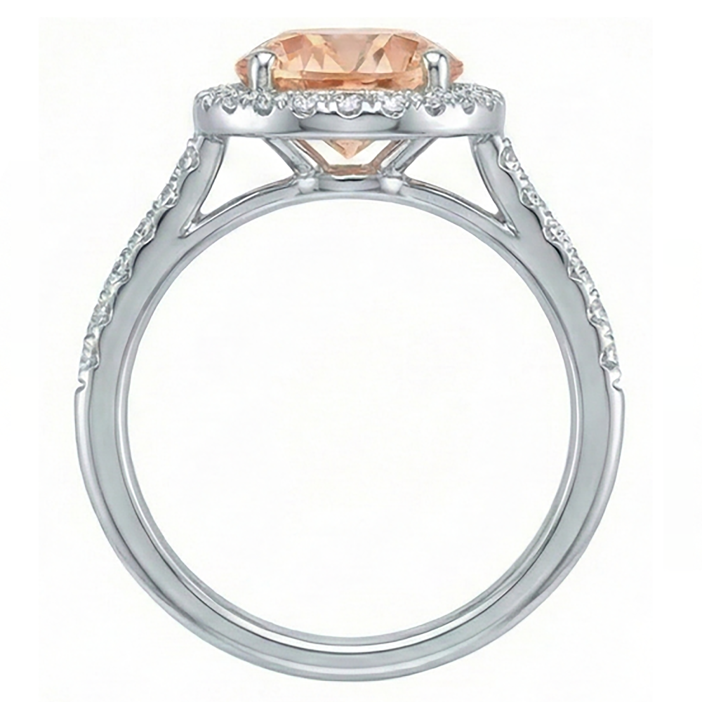 12.85 ct Brillantschliff Morganit und Aus der Erde Abgebauter Natürlicher Diamanten Jubiläumsring Gold