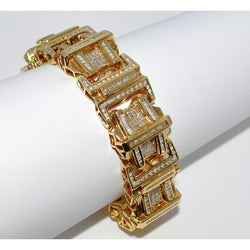 12 Karat Kleine Funkelnde Echt Diamanten Herren Armband 14K Gold Gelb
