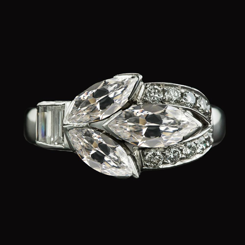 12 Karat Marquise-Echt Diamant-Damenring