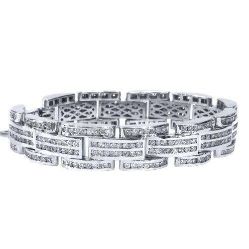 12 Karat rundes weißes Echt Diamant-Tennisarmband aus massivem Weißgold