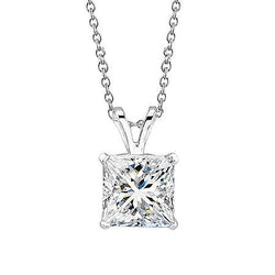 1,25 Karat Princess Cut Echt Diamant Halskette Anhänger Weißgold 14K