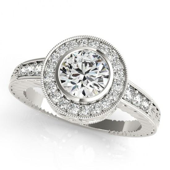 1,25 Karat runder Echt Diamanten Halo Fancy Ring Gold Weiß 14K