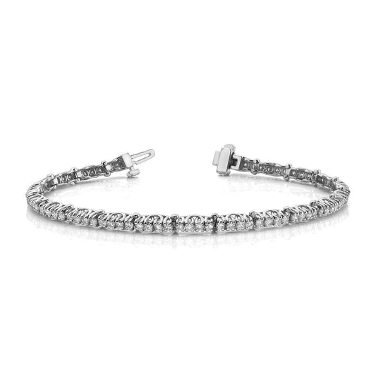 12,50 Karat Krappenset Rundschliff Echt Diamant Tennisarmband Weißgold 14K